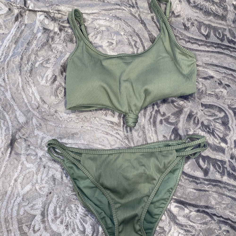 RUEblue green knot front bikini